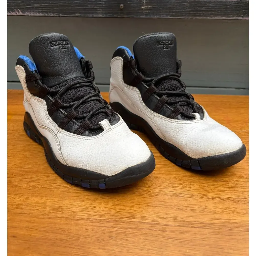 Air Jordan 10 Retro BG Orlando Youth Size 3Y White Black Blue 310806-108